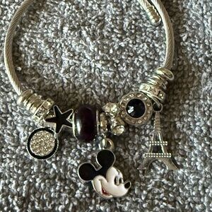 Disney Mickey Mouse Charm Bracelet - Silvery and Black